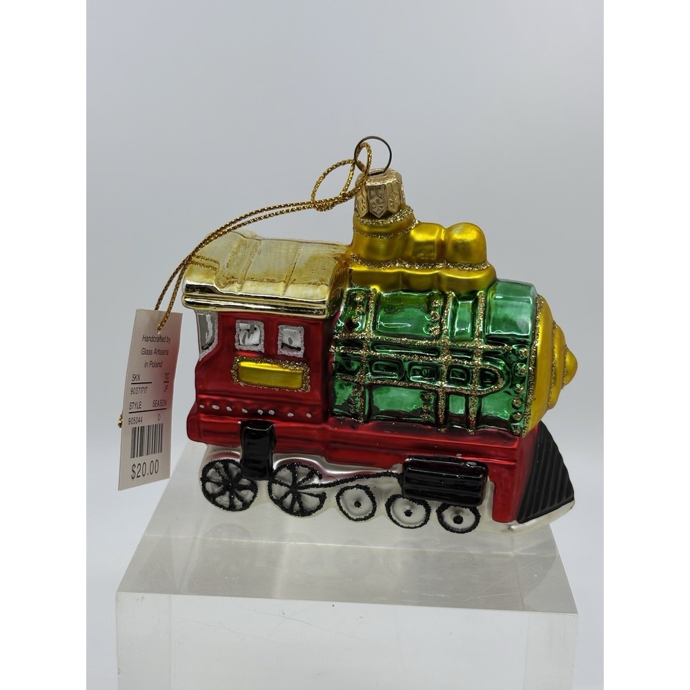 Vintage Hand Blown Glass Train Ornament New Tags